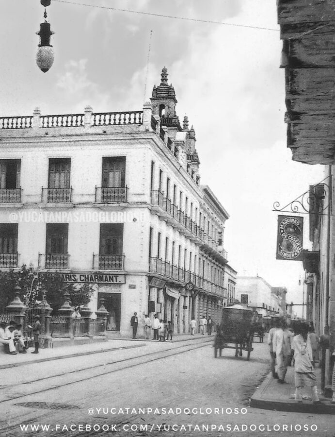 Año 1910. Un viaje a nuestra Mérida de principios del siglo pasado, vista de la calle 60 viendo hacia el Gran Hotel